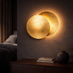 Applique murale LED en forme de lune, finition dorée, 20 ou 25 cm
