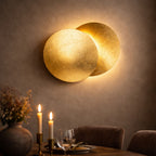 Applique murale LED en forme de lune, finition dorée, 20 ou 25 cm