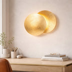Applique murale LED en forme de lune, finition dorée, 20 ou 25 cm