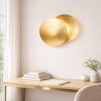Applique murale LED en forme de lune, finition dorée, 20 ou 25 cm