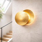 Applique murale LED en forme de lune, finition dorée, 20 ou 25 cm