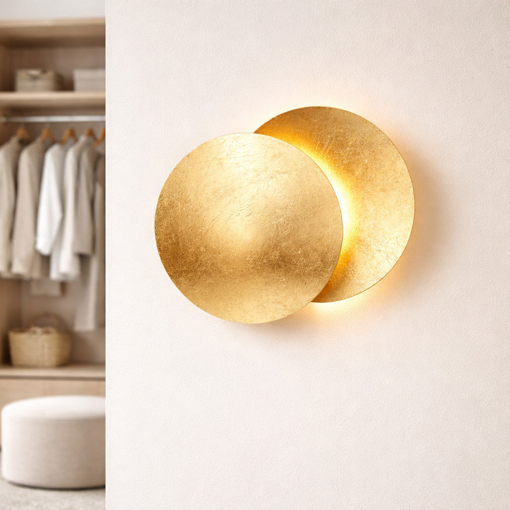 Applique murale LED en forme de lune, finition dorée, 20 ou 25 cm