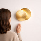 Applique murale LED en forme de lune, finition dorée, 20 ou 25 cm