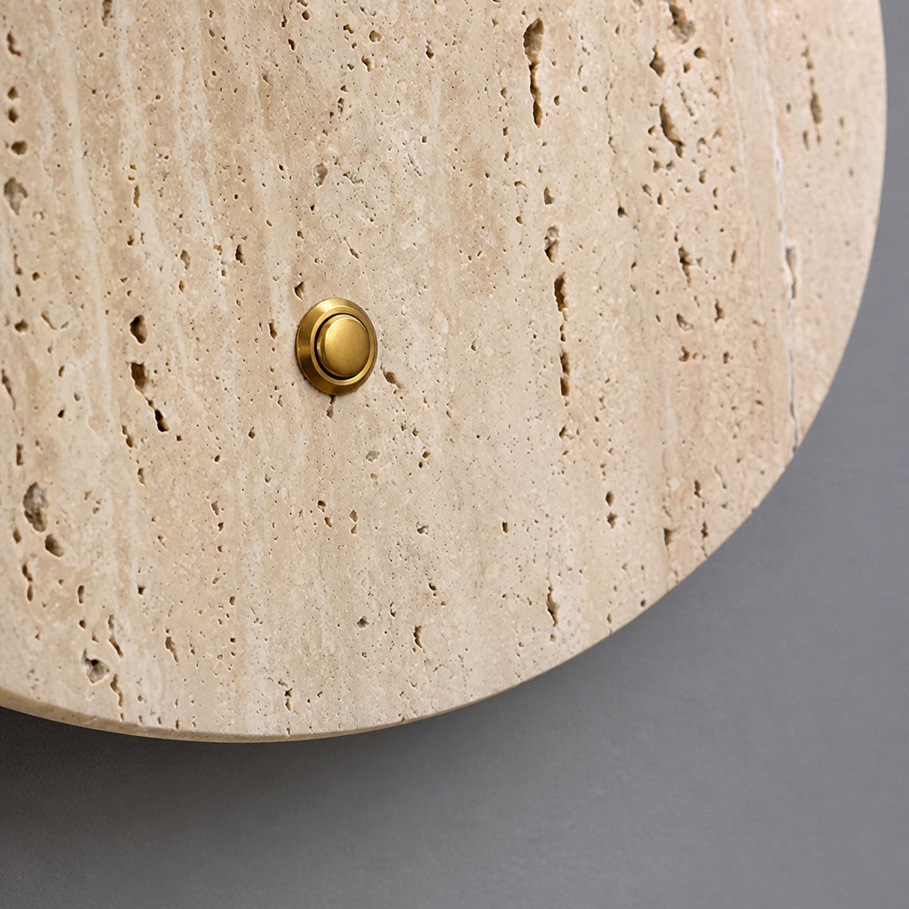 Applique murale en travertin et globe en verre, ronde ou verticale