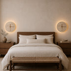 Applique murale horloge en travertin avec LED, 23 ou 30 cm