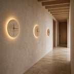Applique murale horloge en travertin avec LED, 23 ou 30 cm