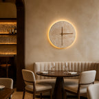 Applique murale horloge en travertin avec LED, 23 ou 30 cm