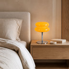 Lampe à poser en verre à abat-jour arrondi, variation progressive de la lumière