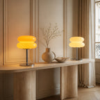 Lampe à poser en verre à abat-jour arrondi, variation progressive de la lumière