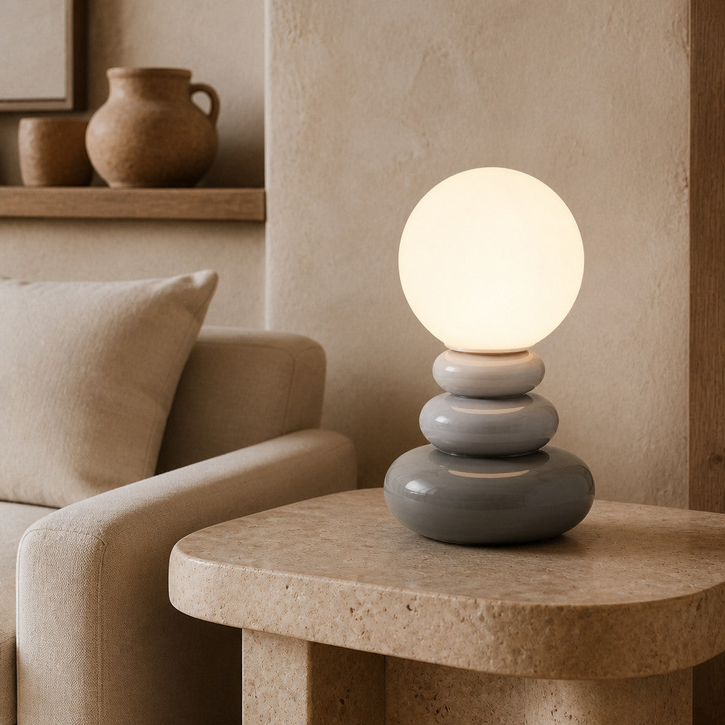 Lampe à poser sculpturale en céramique avec LED intégrée