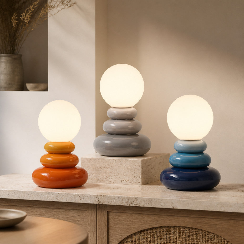Lampe à poser sculpturale en céramique avec LED intégrée
