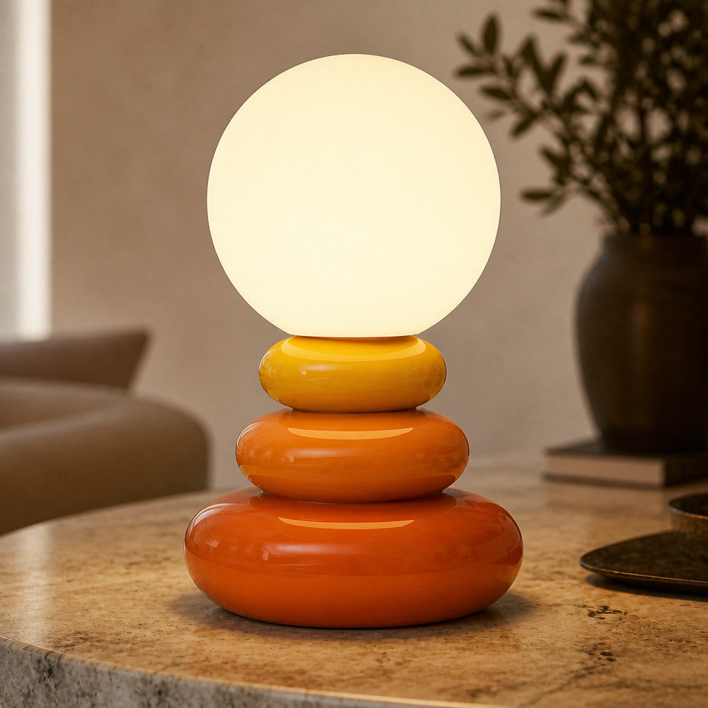 Lampe à poser sculpturale en céramique avec LED intégrée