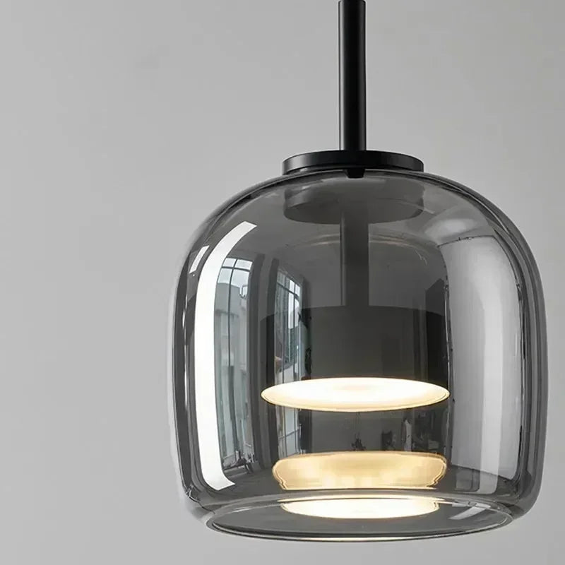 Suspension cylindrique en verre, style nordique, ampoule LED 12 W incluse
