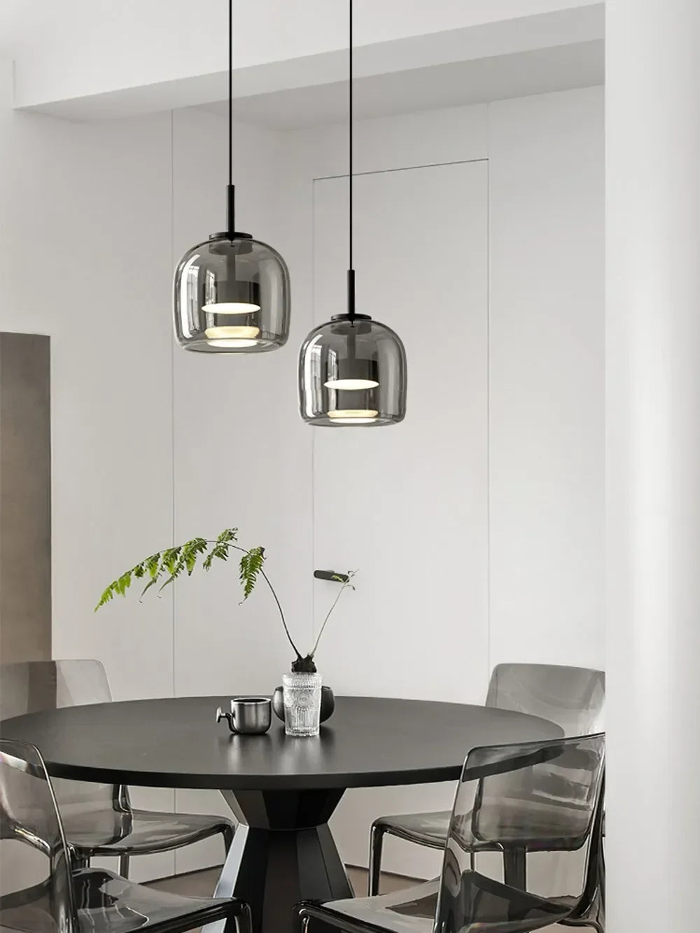 Suspension cylindrique en verre, style nordique, ampoule LED 12 W incluse