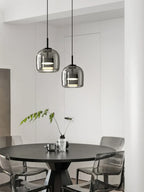 Suspension cylindrique en verre, style nordique, ampoule LED 12 W incluse