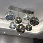 Suspension boule en verre soufflé effet marbré, Ø 20, 30 ou 40 cm