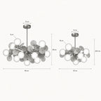 Lustre multi-branches en verre et fer, 10 ou 12 globes, blanc ou coloré