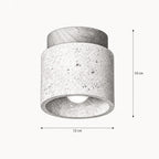 Plafonnier LED rond en plâtre givré et bois, intensité variable