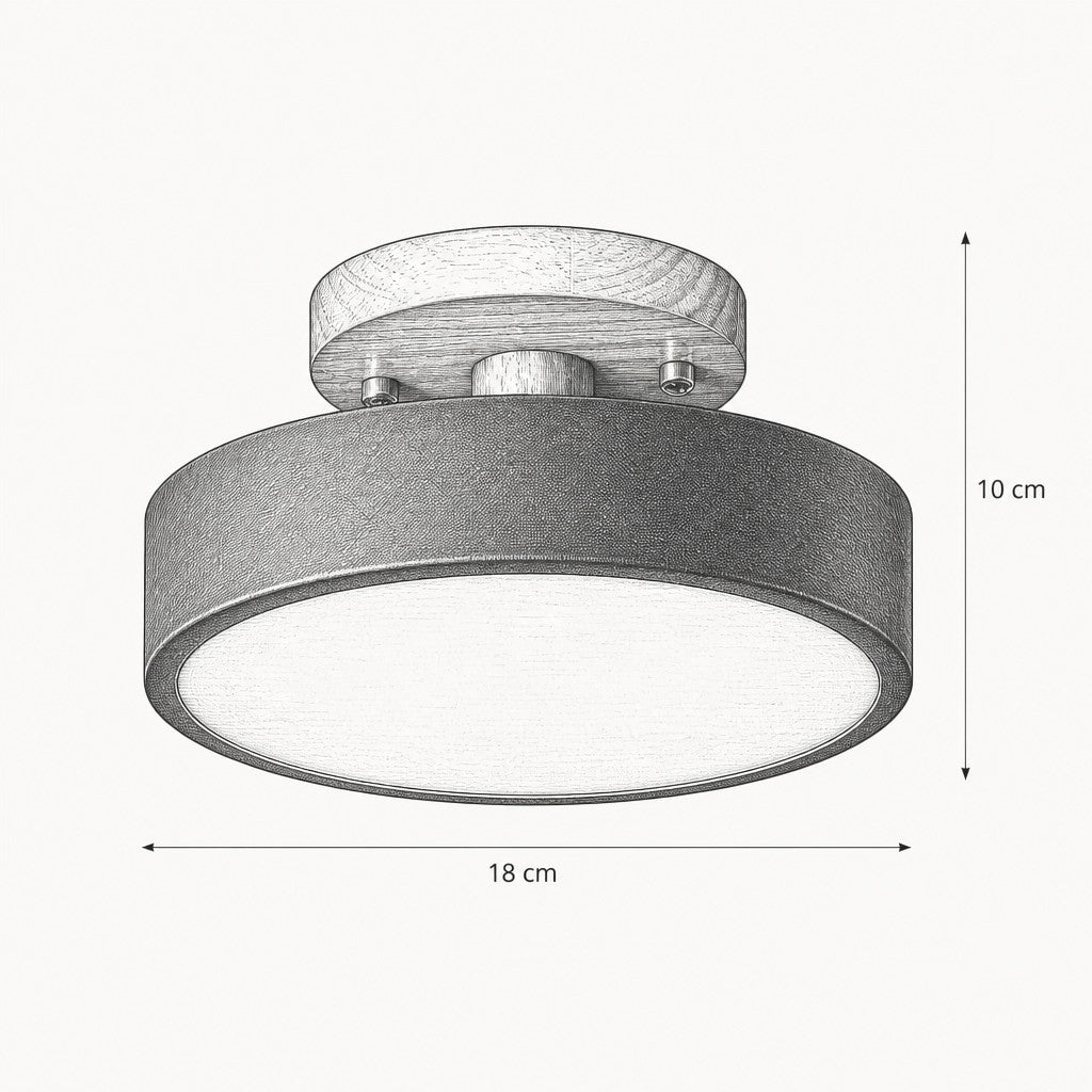 Plafonnier LED rond Ø 18 cm en aluminium et bois, ruban LED tricolore