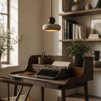 Suspension en travertin et bois, style vintage, LED G9 incluse