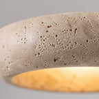 Suspension en travertin et bois, style vintage, LED G9 incluse