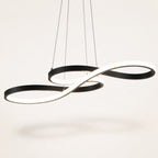 Suspension LED ruban infini, aluminium noir, variable avec télécommande
