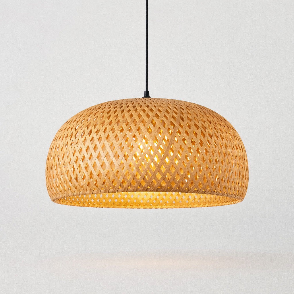 Suspension en rotin tressé, forme dôme, Ø 48 cm