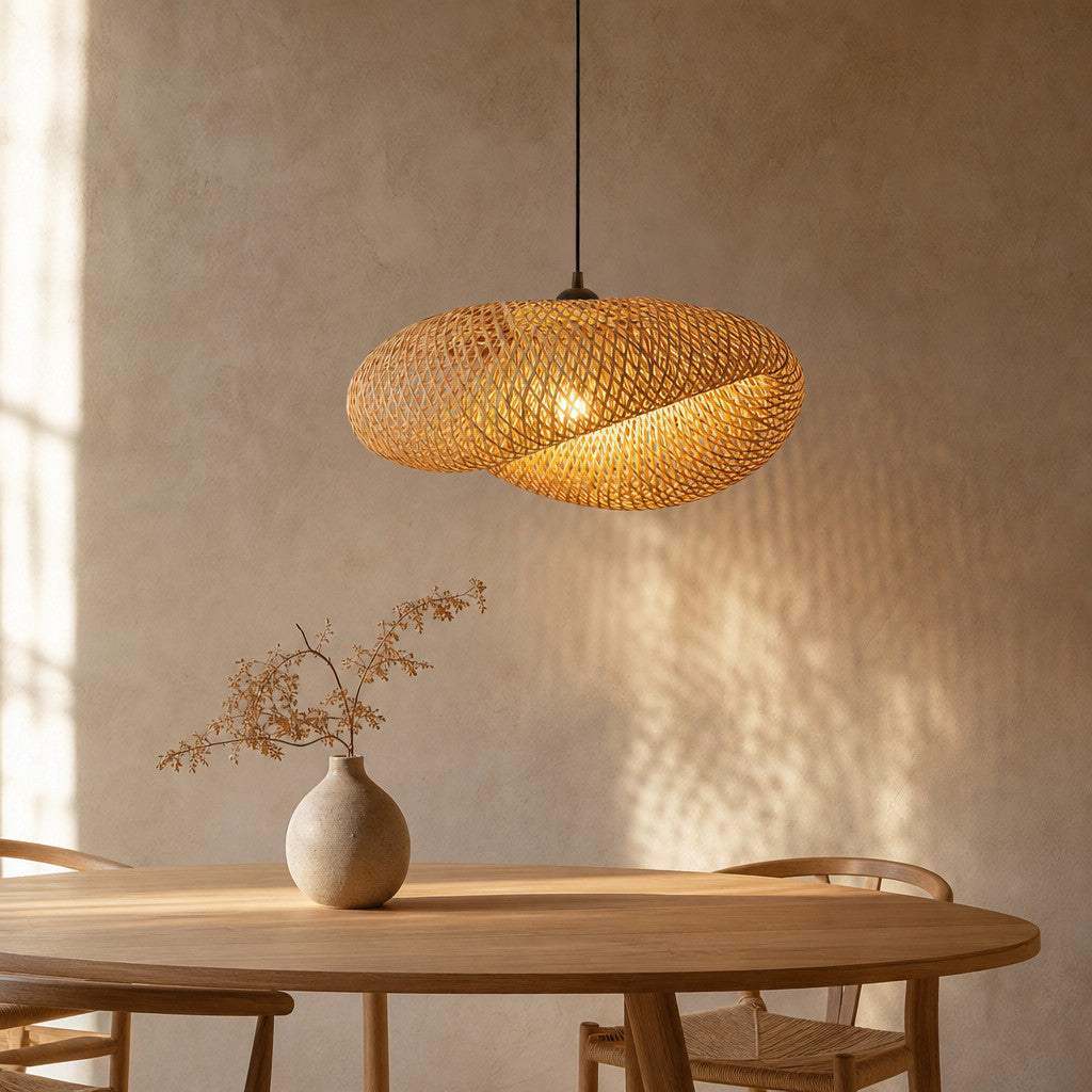 Suspension ovale en rotin tressé, 40, 50 ou 60 cm