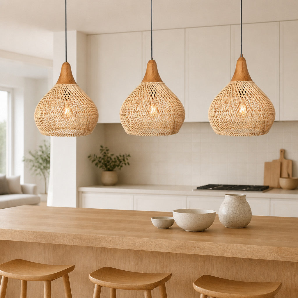 Suspension en rotin tressé style vintage, 40×40, 50×50 ou 60×45 cm