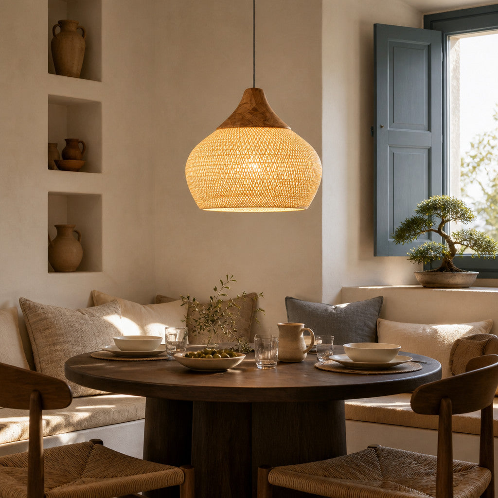 Suspension en rotin tressé style vintage, 40×40, 50×50 ou 60×45 cm