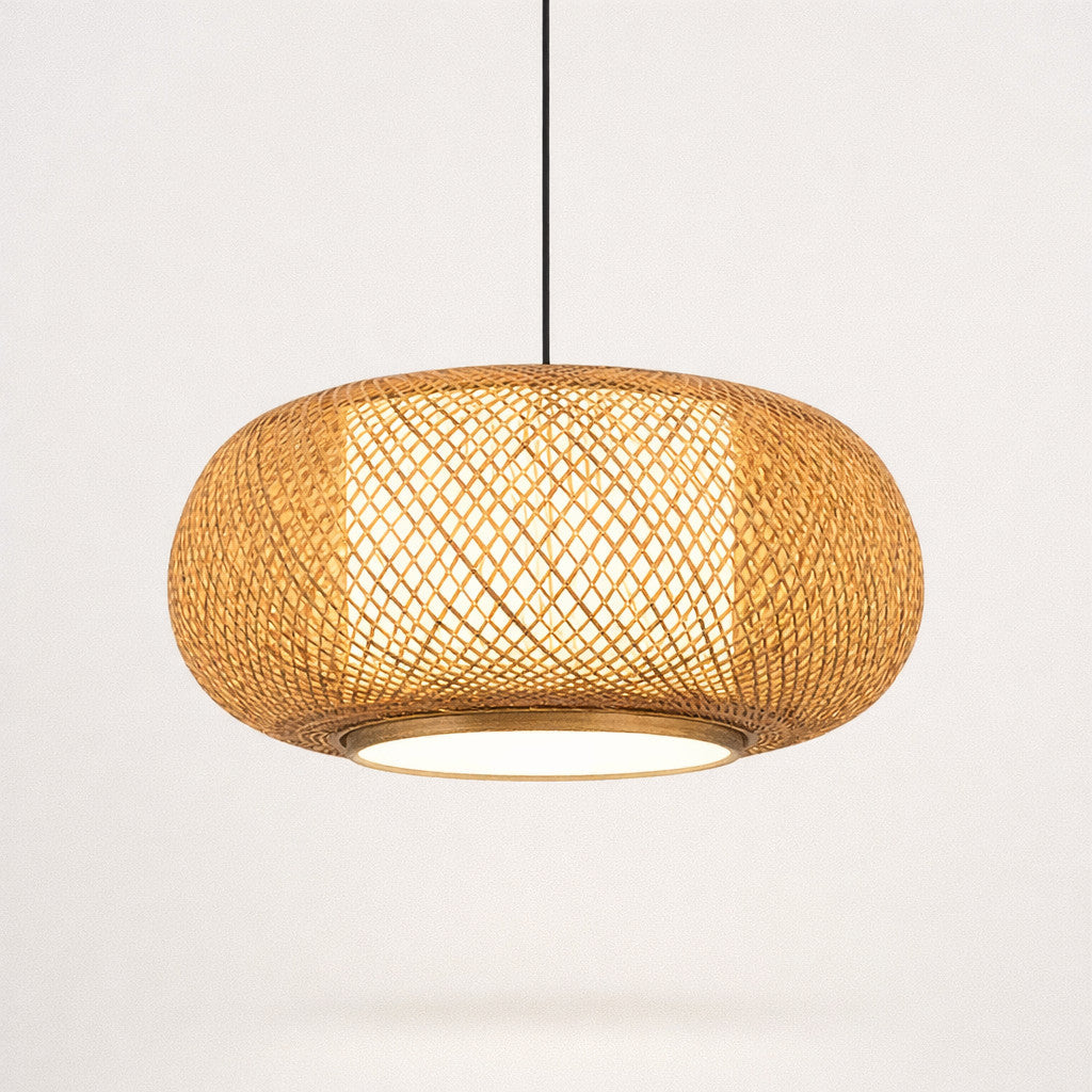 Suspension tambour en rotin tressé, hauteur 40 ou 50 cm
