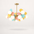 Lustre multi-branches en verre et fer, 10 ou 12 globes, blanc ou coloré