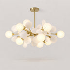 Lustre multi-branches en verre et fer, 10 ou 12 globes, blanc ou coloré